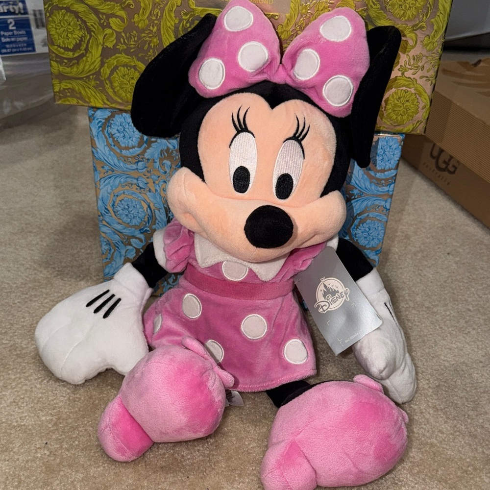 Disney Minnie Mouse Pink and Black Plush Toy
